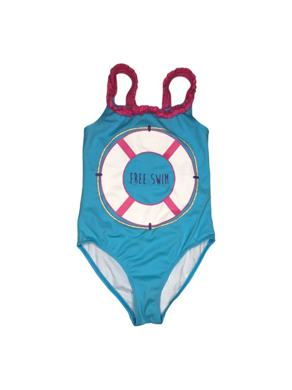 Gymboree Light Blue Pink Trim Free Swim Innertube Design One Piece Girl 8